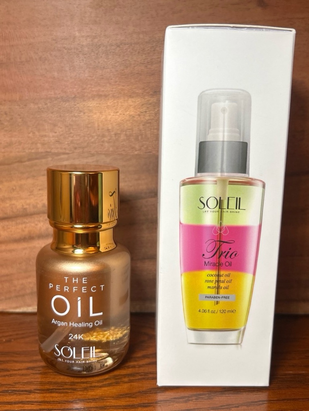 Bundle: Soleil Trio Miracle Oil and The Perfect Oil 24K Argan Healing Oil - Gold